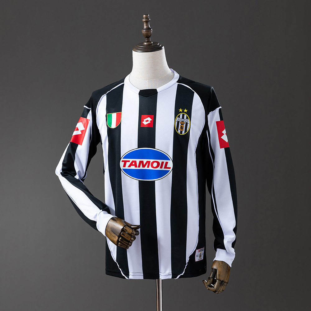Juventus 2002/03 Home Long Sleeve Retro Jersey – Vintage Replica Football Soccer Shirt – S–XXL