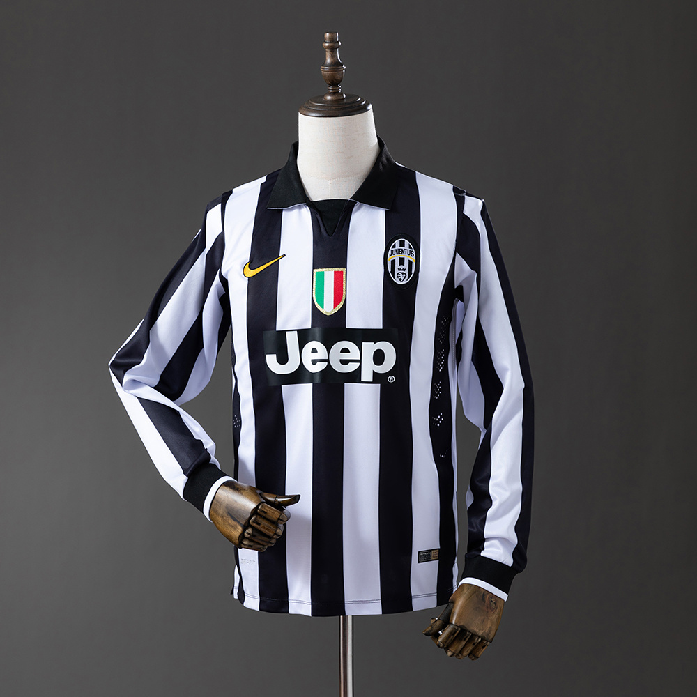 Juventus 2014/15 Home Long Sleeve Retro Jersey – Vintage Replica Football Soccer Shirt – S–XXL