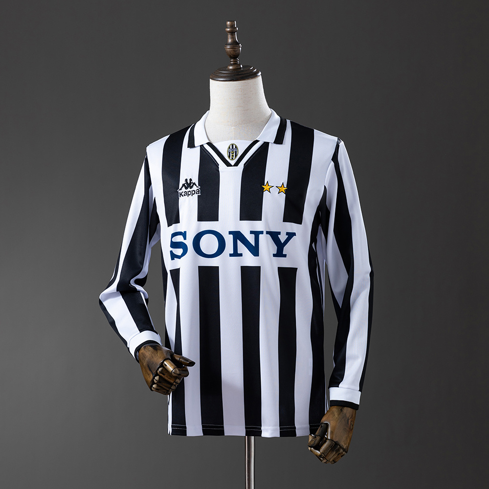 Juventus 1995/97 Home Long Sleeve Retro Jersey – Vintage Replica Football Soccer Shirt – S–XXL