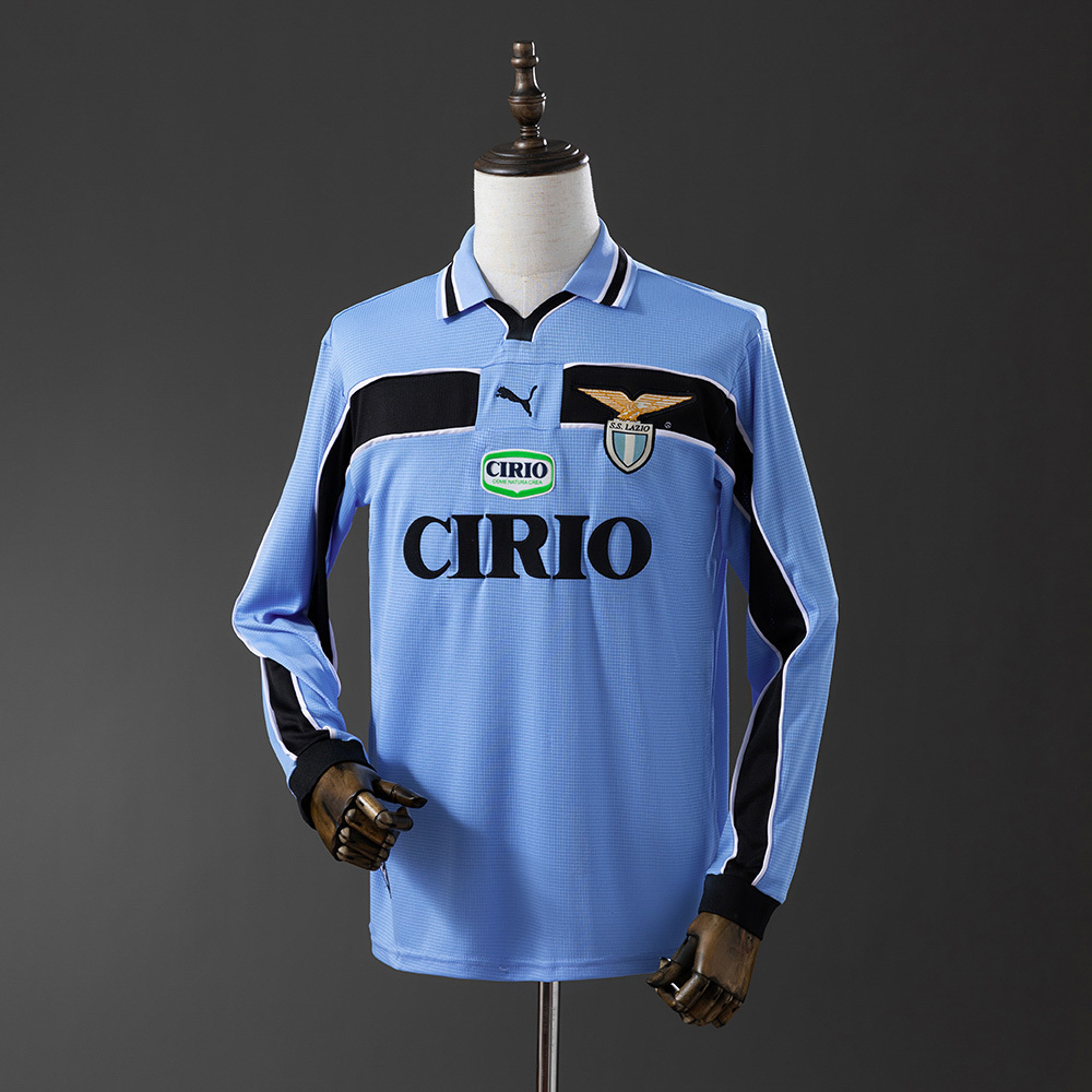 Lazio 1998/99 Home Long Sleeve Retro Jersey – Vintage Replica Football Soccer Shirt – S–XXL