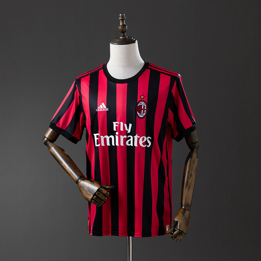 AC Milan 2017/18 Home Retro Jersey – Vintage Replica Football Soccer Shirt – S–XXL