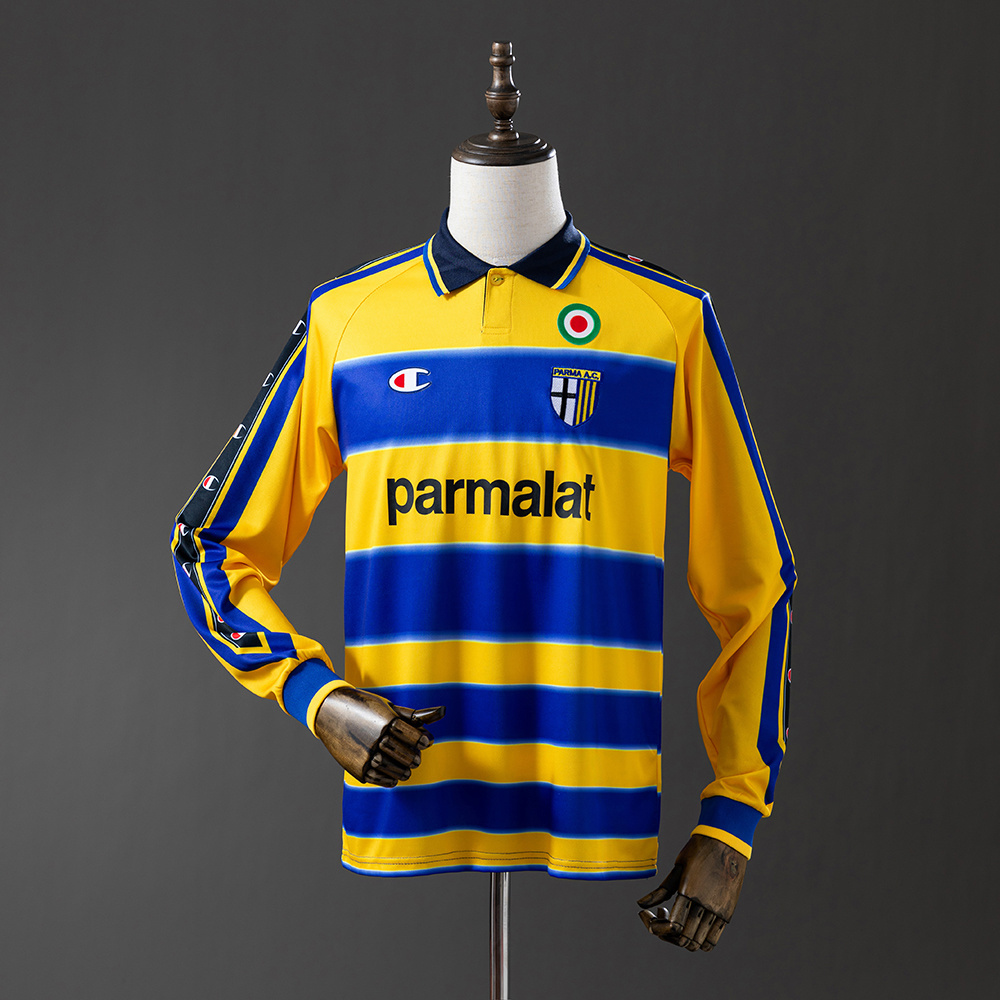 Parma Calcio 1999/00 Home Long Sleeve Retro Jersey – Vintage Replica Football Soccer Shirt – S–XXL