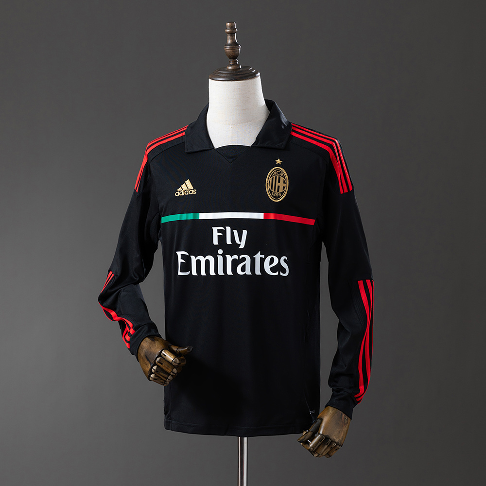 AC Milan 2011/12 Away Long Sleeve Retro Jersey – Vintage Replica Football Soccer Shirt – S–XXL
