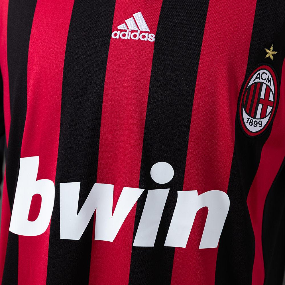 AC Milan 2013/14 Home Long Sleeve Retro Jersey – Vintage Replica Football Soccer Shirt – S–XXL
