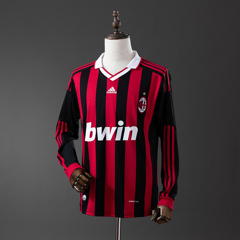 AC Milan 2013/14 Home Long Sleeve Retro Jersey – Vintage Replica Football Soccer Shirt – S–XXL
