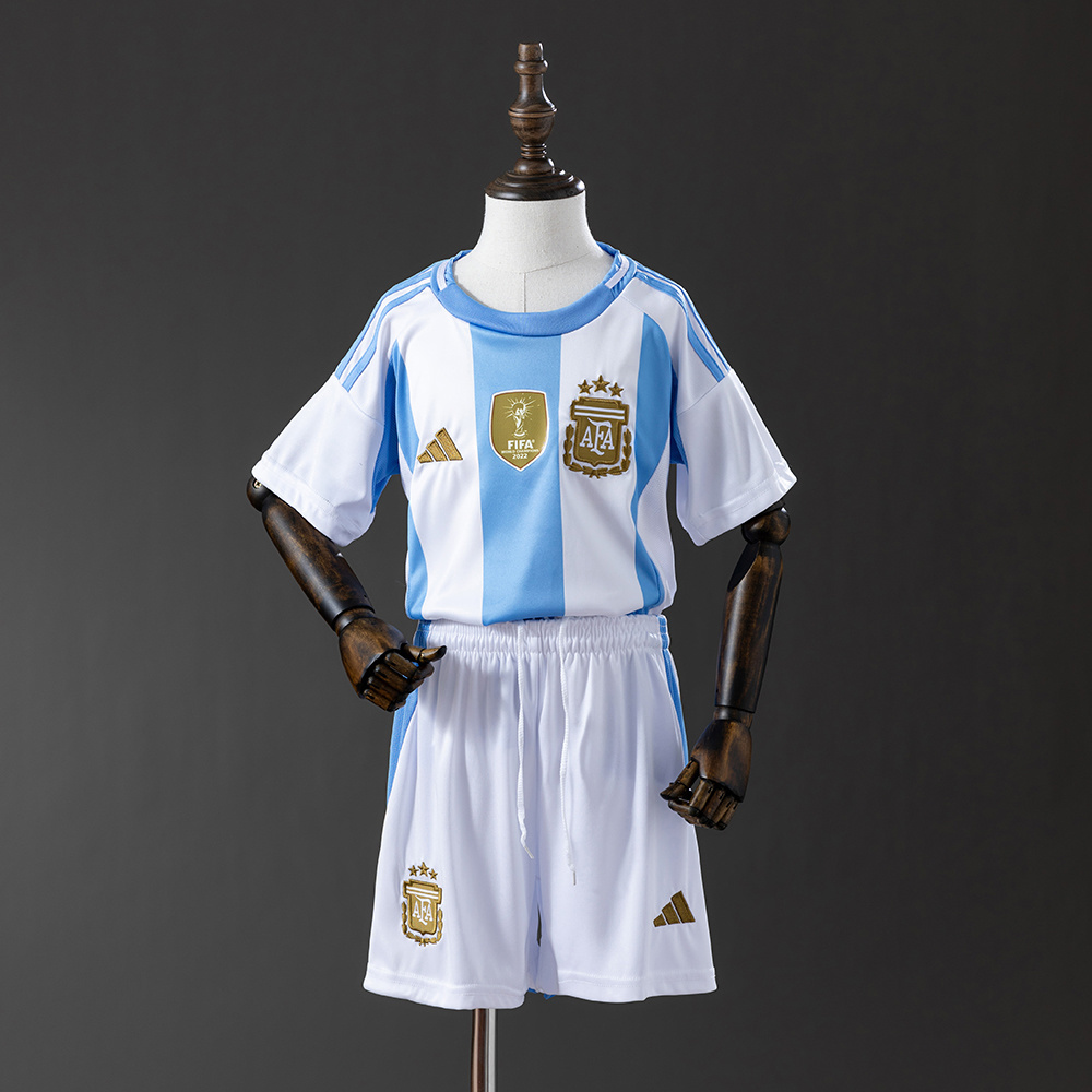 Argentina 2024/25 Home Kids Kit Jersey – Replica Football Soccer Shirt – Size 16–28