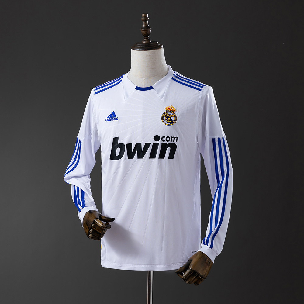 Real Madrid 2010/11 Home Long Sleeve Retro Jersey – Vintage Replica Football Soccer Shirt – S–XXL