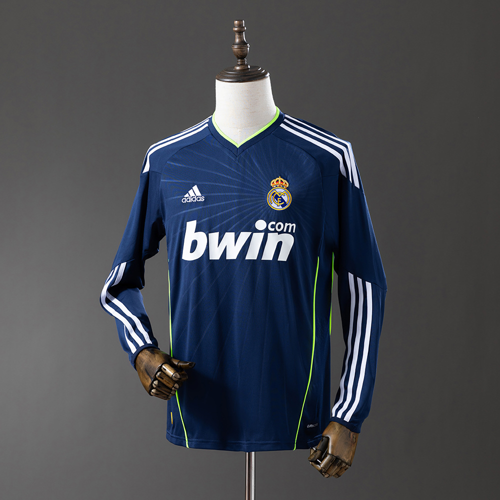 Real Madrid 2010/11 Away Long Sleeve Retro Jersey – Vintage Replica Football Soccer Shirt – S–XXL