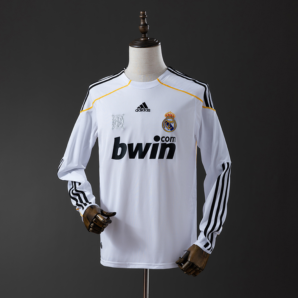 Real Madrid 2009/10 Home Long Sleeve Retro Jersey – Vintage Replica Football Soccer Shirt – S–XXL