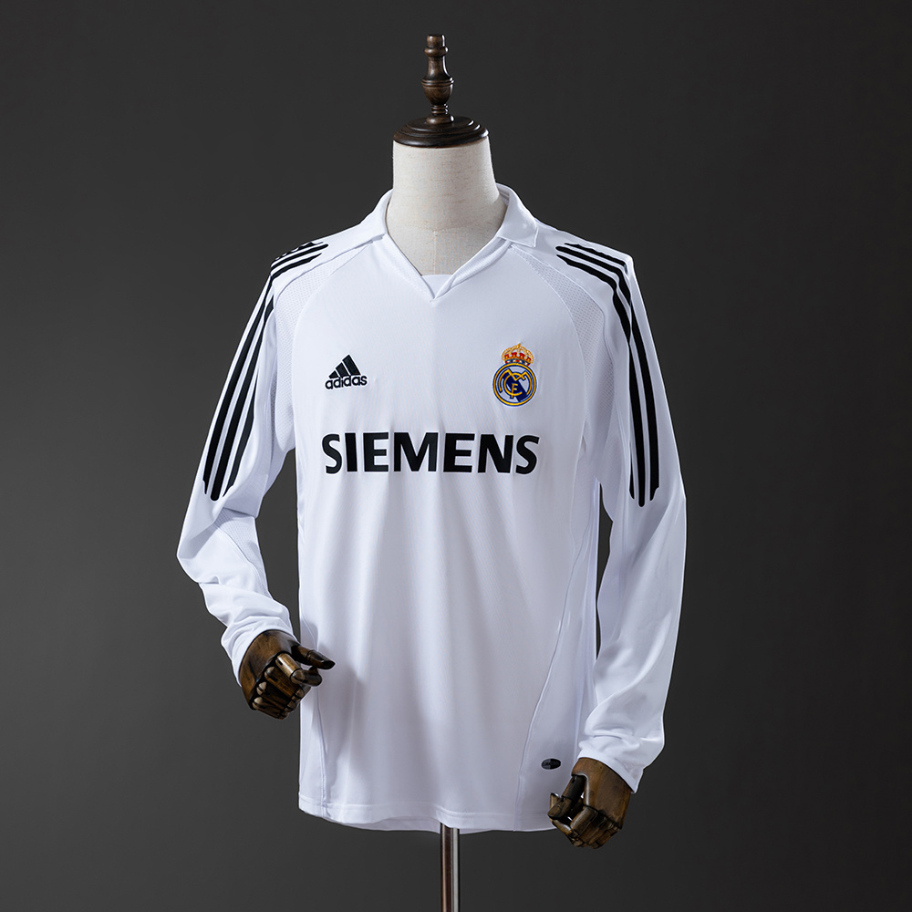 Real Madrid 2005/06 Home Long Sleeve Retro Jersey – Vintage Replica Football Soccer Shirt – S–XXL