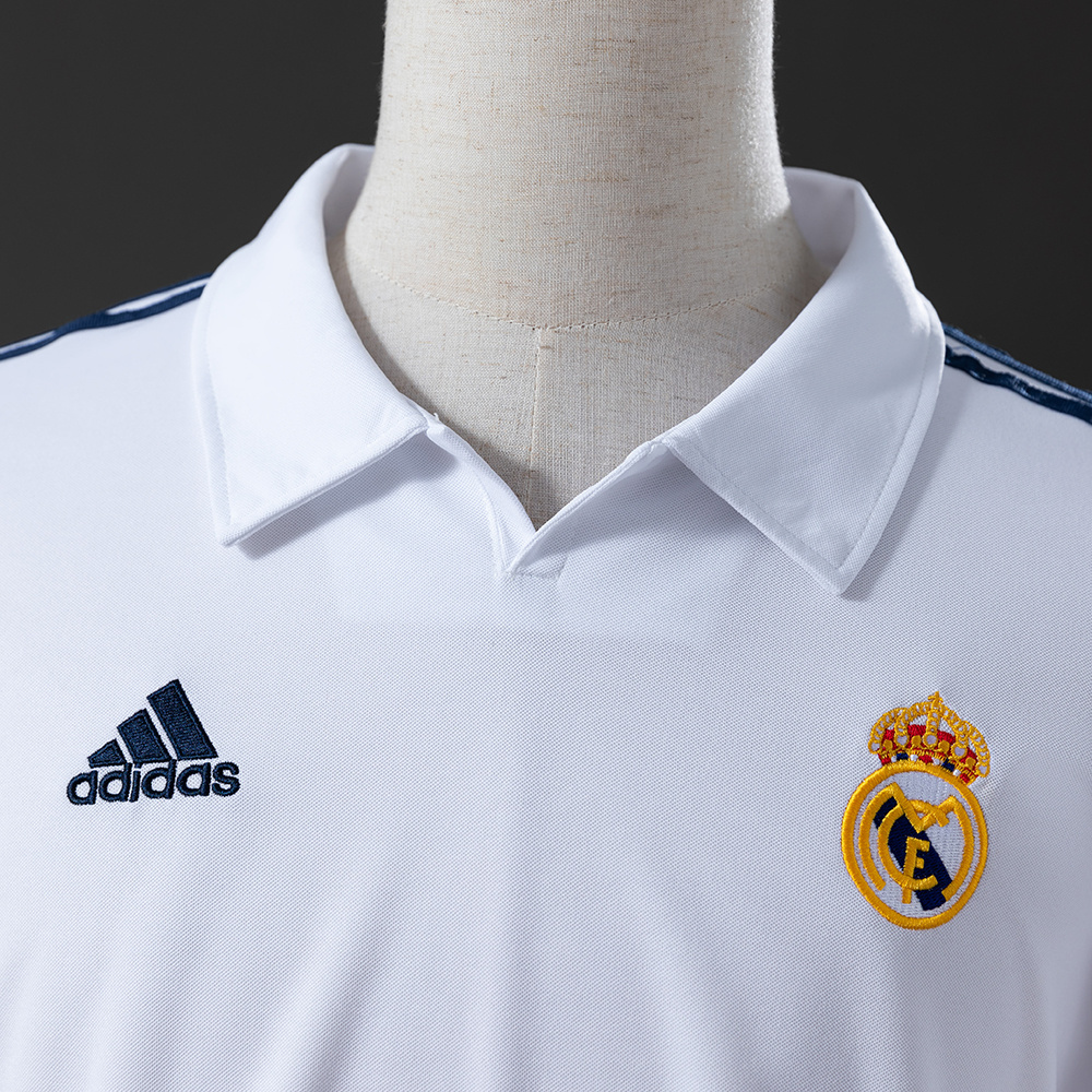 Real Madrid 2001/02 Home (UEFA Champions League) Long Sleeve Retro Jersey – Vintage Replica Football Soccer Shirt – S–XXL
