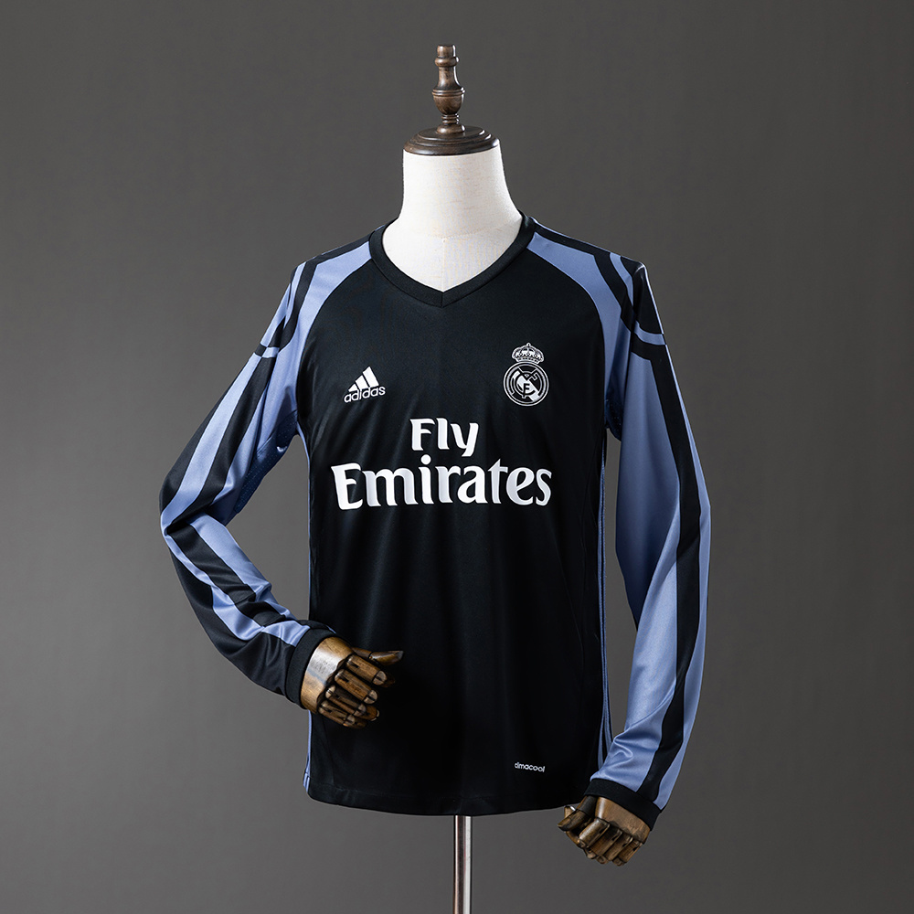 Real Madrid 2016/17 Third Away Long Sleeve Retro Jersey – Vintage Replica Football Soccer Shirt – S–XXL