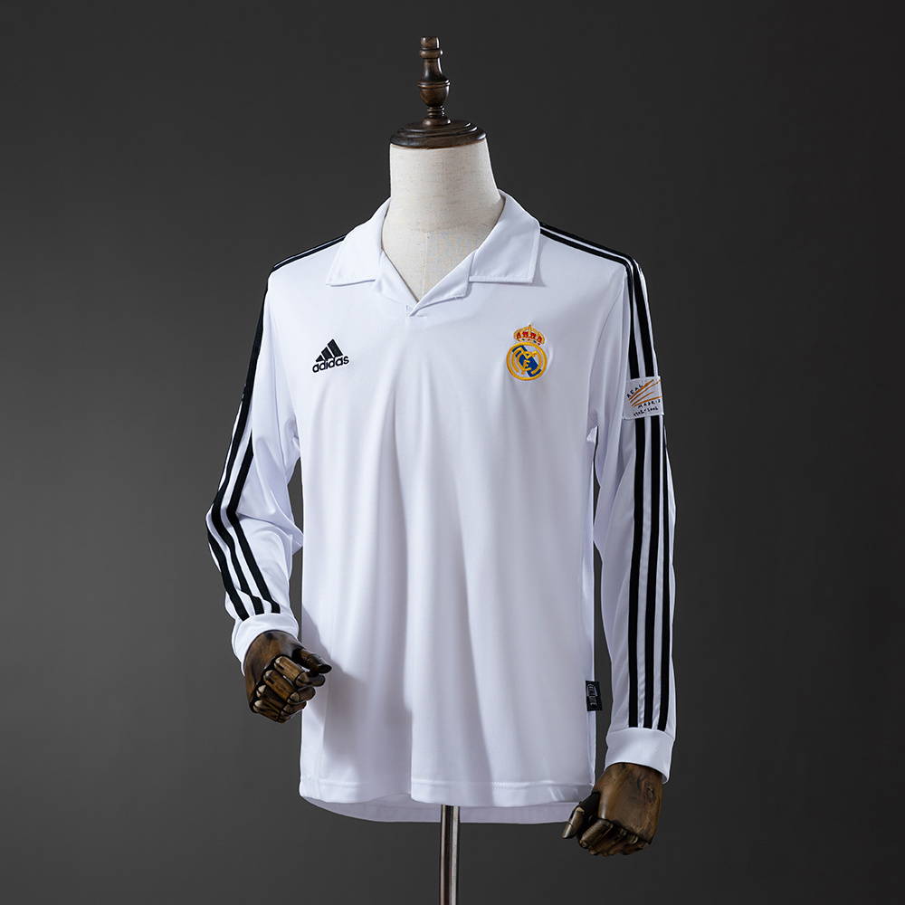 Real Madrid 2002/03 Home (UEFA Champions League) Long Sleeve Retro Jersey – Vintage Replica Football Soccer Shirt – S–XXL