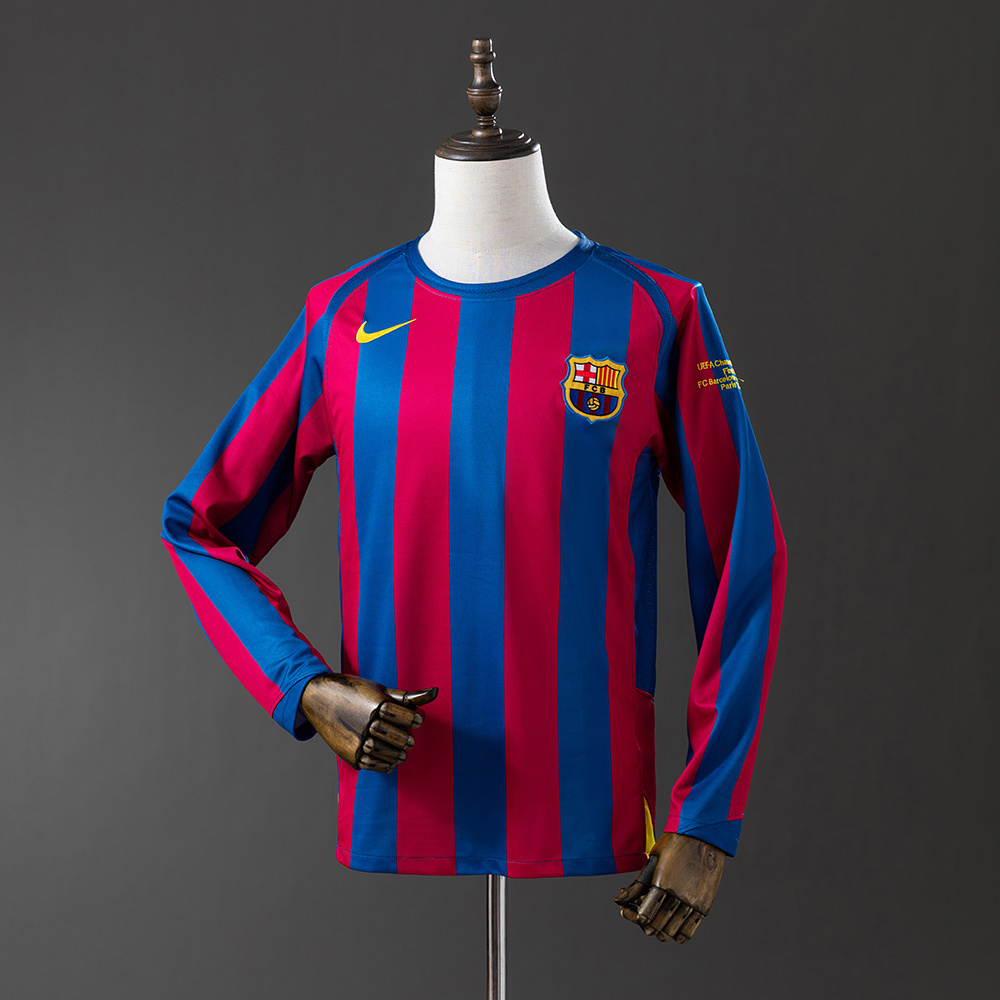 Barcelona 2005/06 UEFA Champions League Home Long Sleeve Retro Jersey – Vintage Replica Football Soccer Shirt – S–XXL