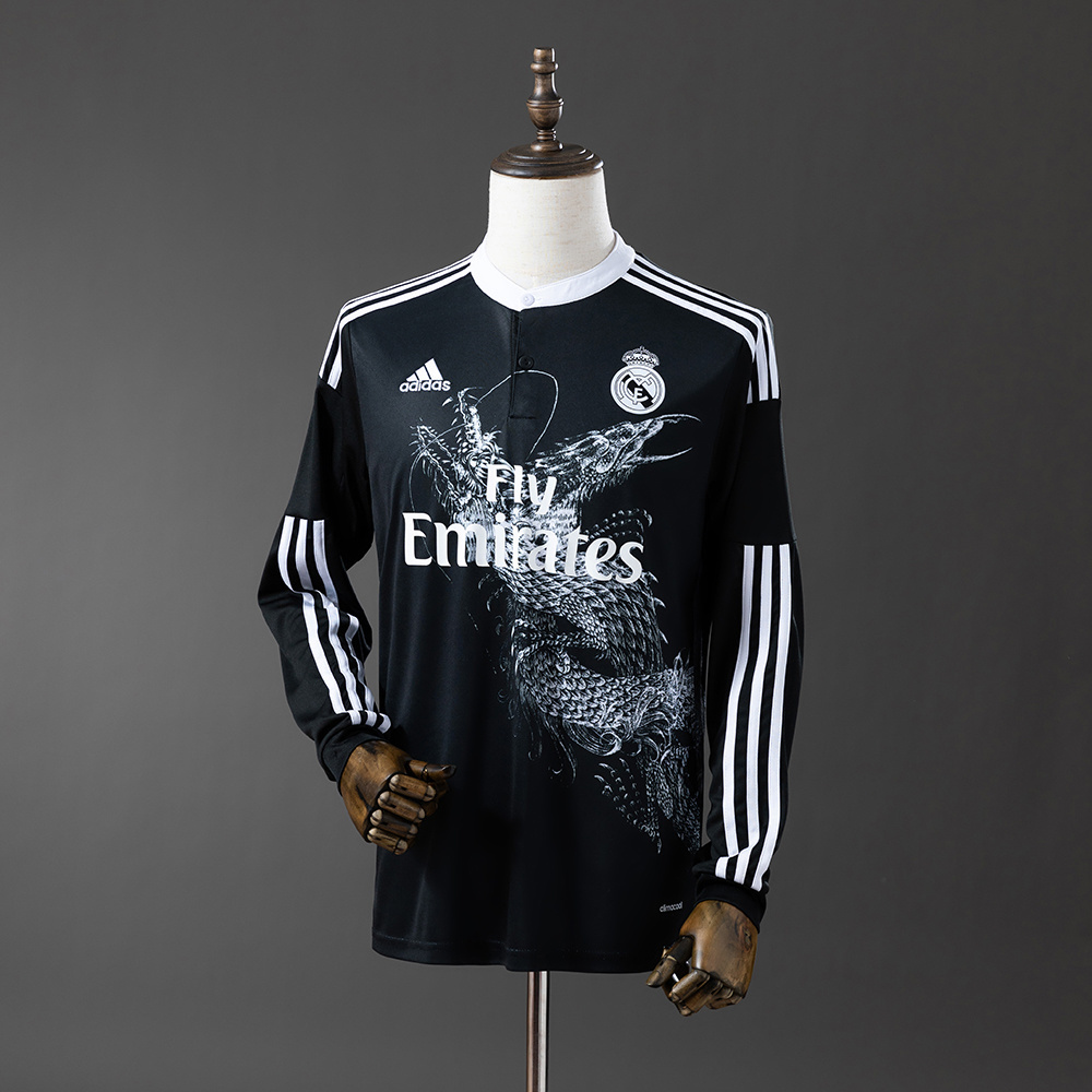 Real Madrid 2014/15 Second Away Long Sleeve Retro Jersey – Vintage Replica Football Soccer Shirt – S–XXL