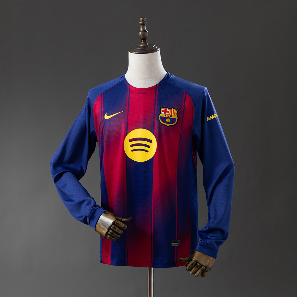 Barcelona 25/26 Home Long Sleeve Jersey – Replica Football Soccer Shirt – S–4XL