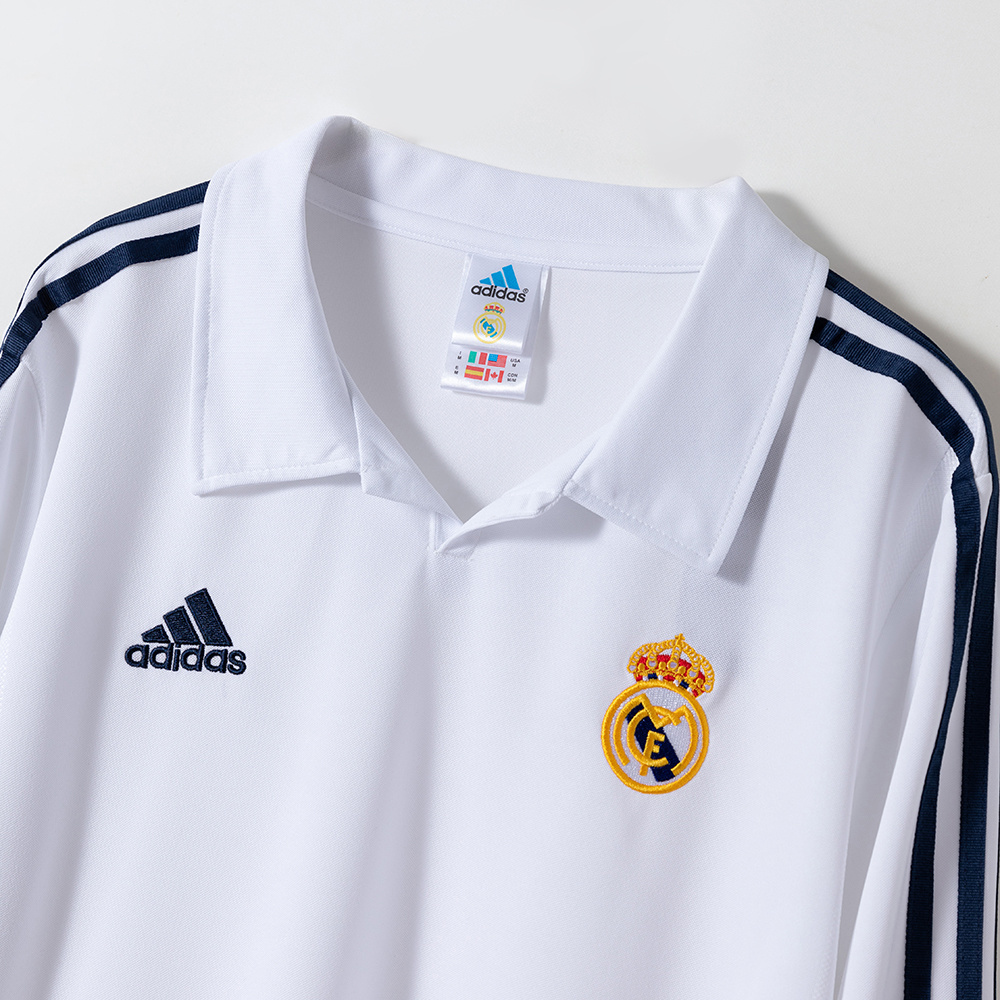 Real Madrid 2001/02 Home (UEFA Champions League) Long Sleeve Retro Jersey – Vintage Replica Football Soccer Shirt – S–XXL