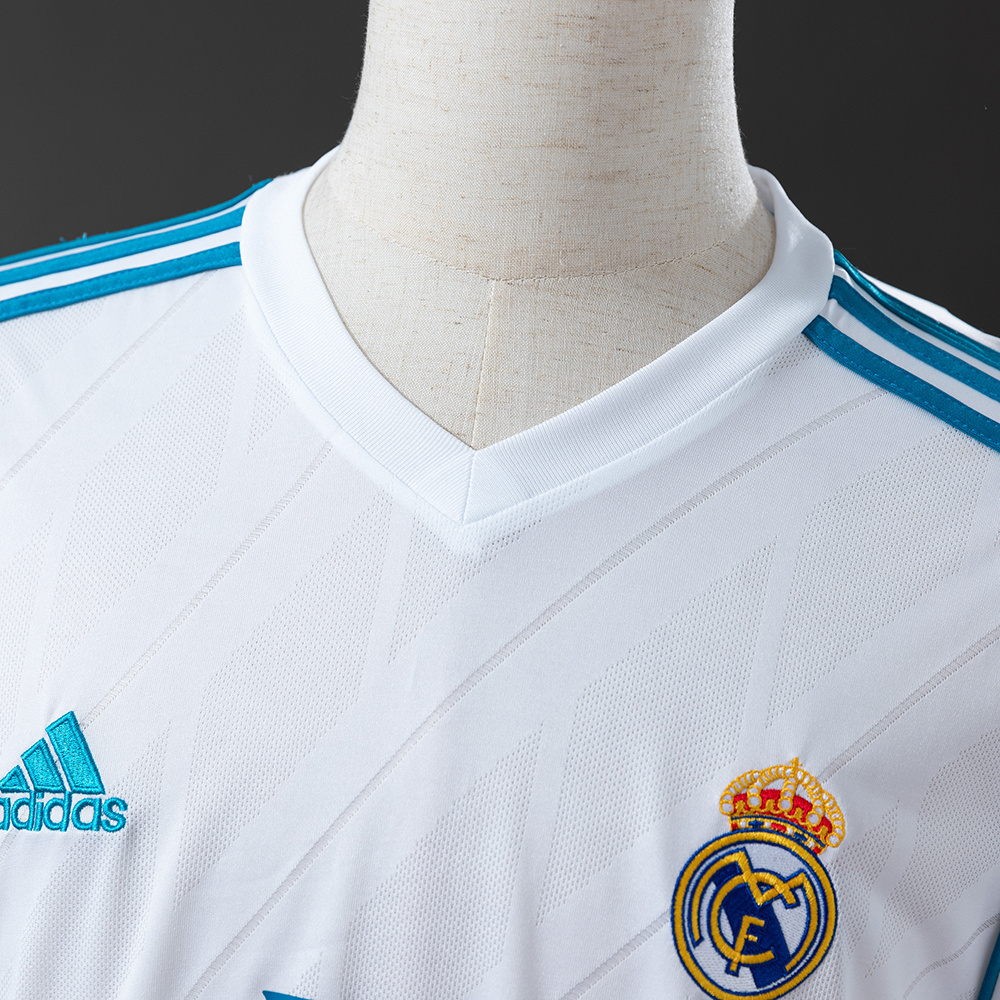 Real Madrid 2017/18 Home Long Sleeve Retro Jersey – Vintage Replica Football Soccer Shirt – S–XXL