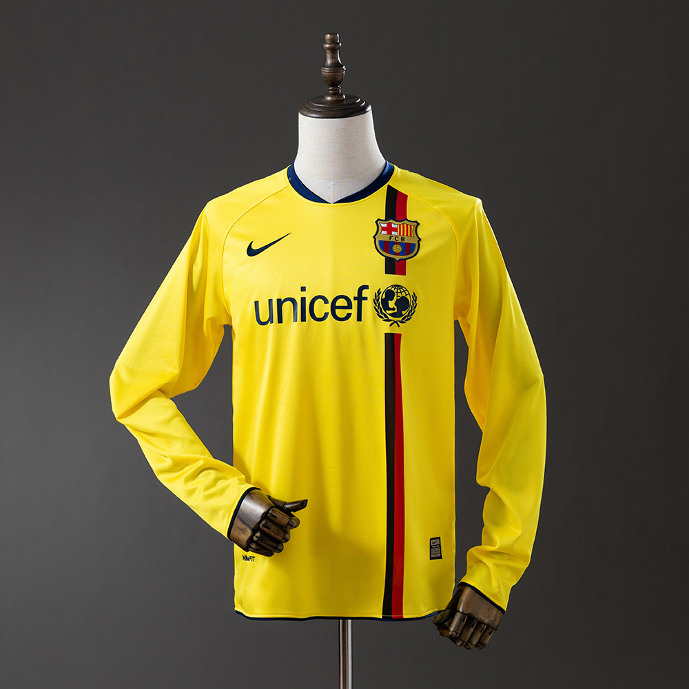 Barcelona 2008/09 Away Long Sleeve Retro Jersey – Vintage Replica Football Soccer Shirt – S–XXL