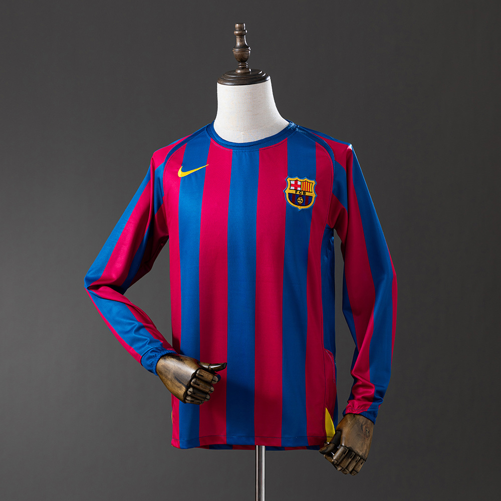 Barcelona 2005/06 Home Long Sleeve Retro Jersey – Vintage Replica Football Soccer Shirt – S–XXL