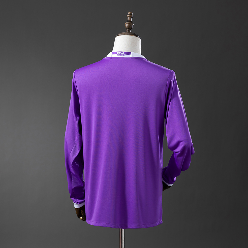 Real Madrid 2016/17 Away Long Sleeve Retro Jersey – Vintage Replica Football Soccer Shirt – S–XXL