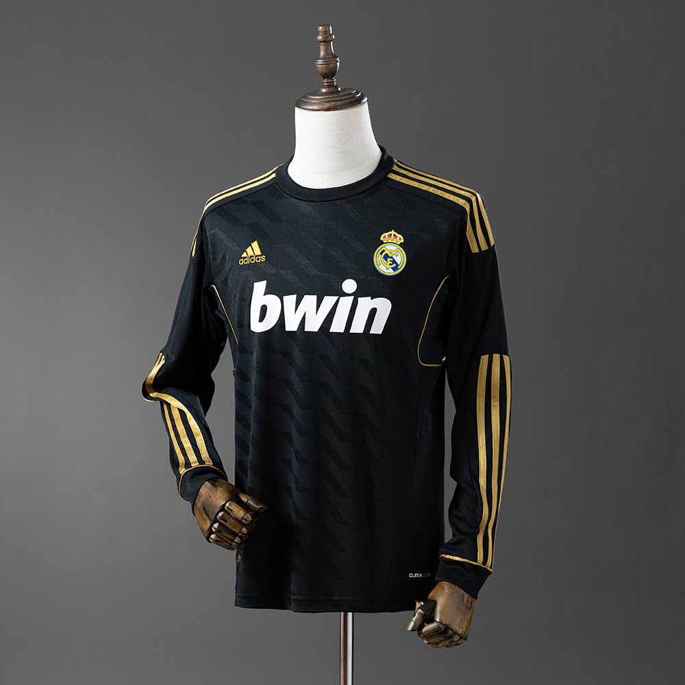 Real Madrid 2011/12 Away Retro Long Sleeve Jersey – Vintage Replica Football Soccer Shirt – S–XXL