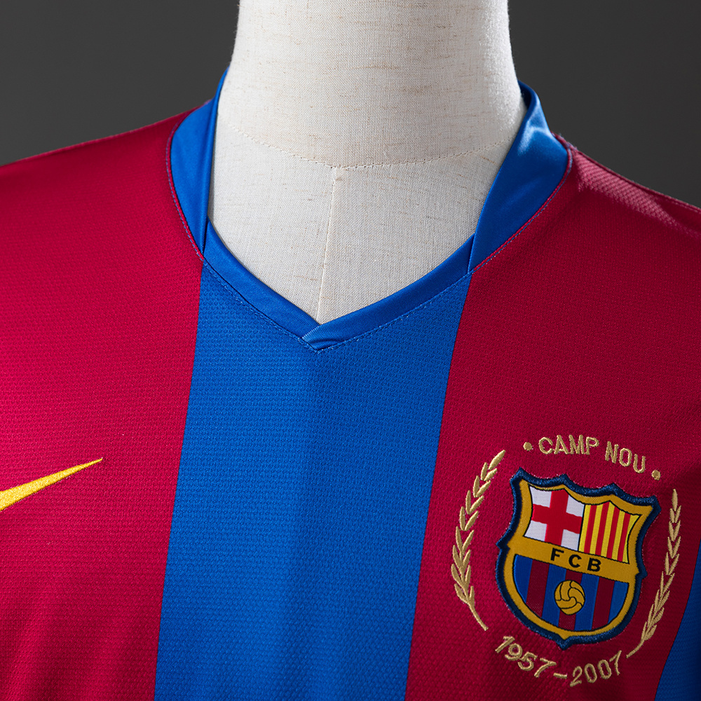 Barcelona 2007/08 Home Long Sleeve Retro Jersey – Vintage Replica Football Soccer Shirt – Size S–XXL