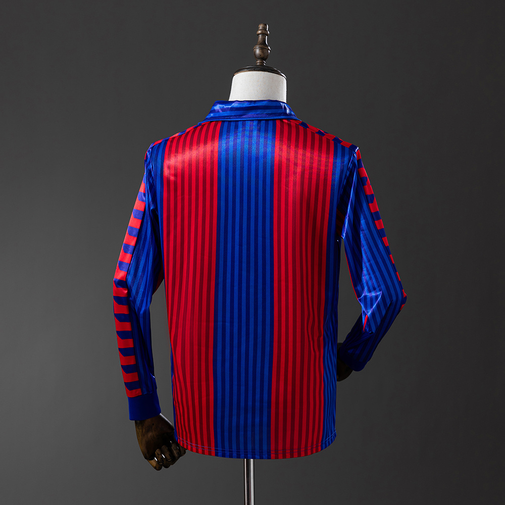 Barcelona 1992 Home Long Sleeve Retro Jersey – Vintage Replica Football Soccer Shirt – Size S–XXL