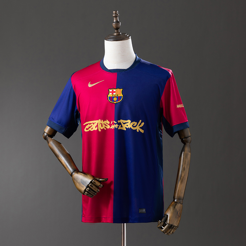 Barcelona 24/25 Home x TRAVIS SCOTT Limited Edition Jersey – Vintage Replica Football Soccer Shirt – Size S–4XL