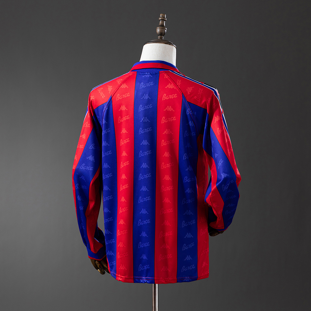 Barcelona 1995/97 Home Long Sleeve Retro Jersey – Vintage Replica Football Soccer Shirt – Size S–XXL