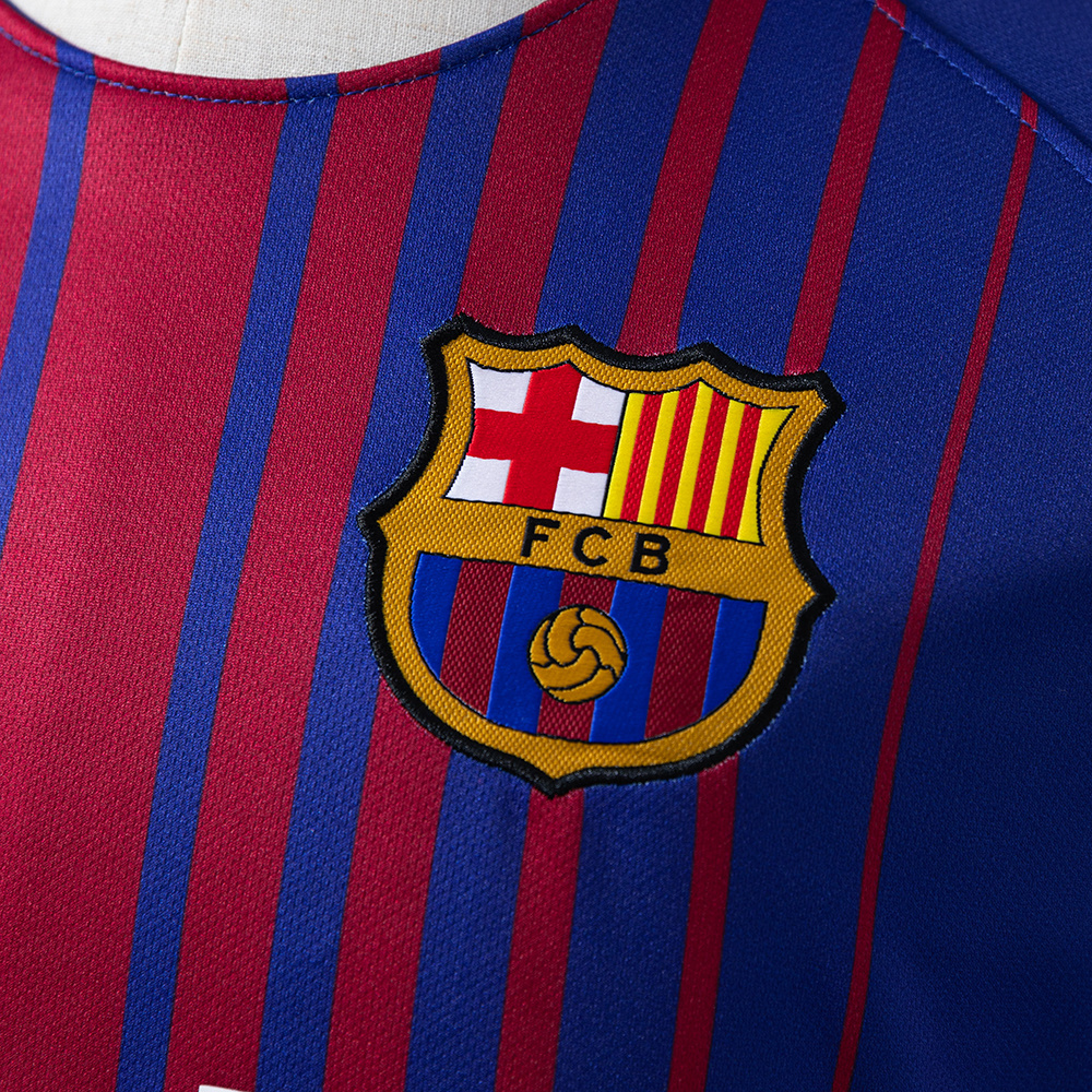 Barcelona 2017/18 Home Long Sleeve Retro Jersey – Vintage Replica Football Soccer Shirt – Size S–XXL