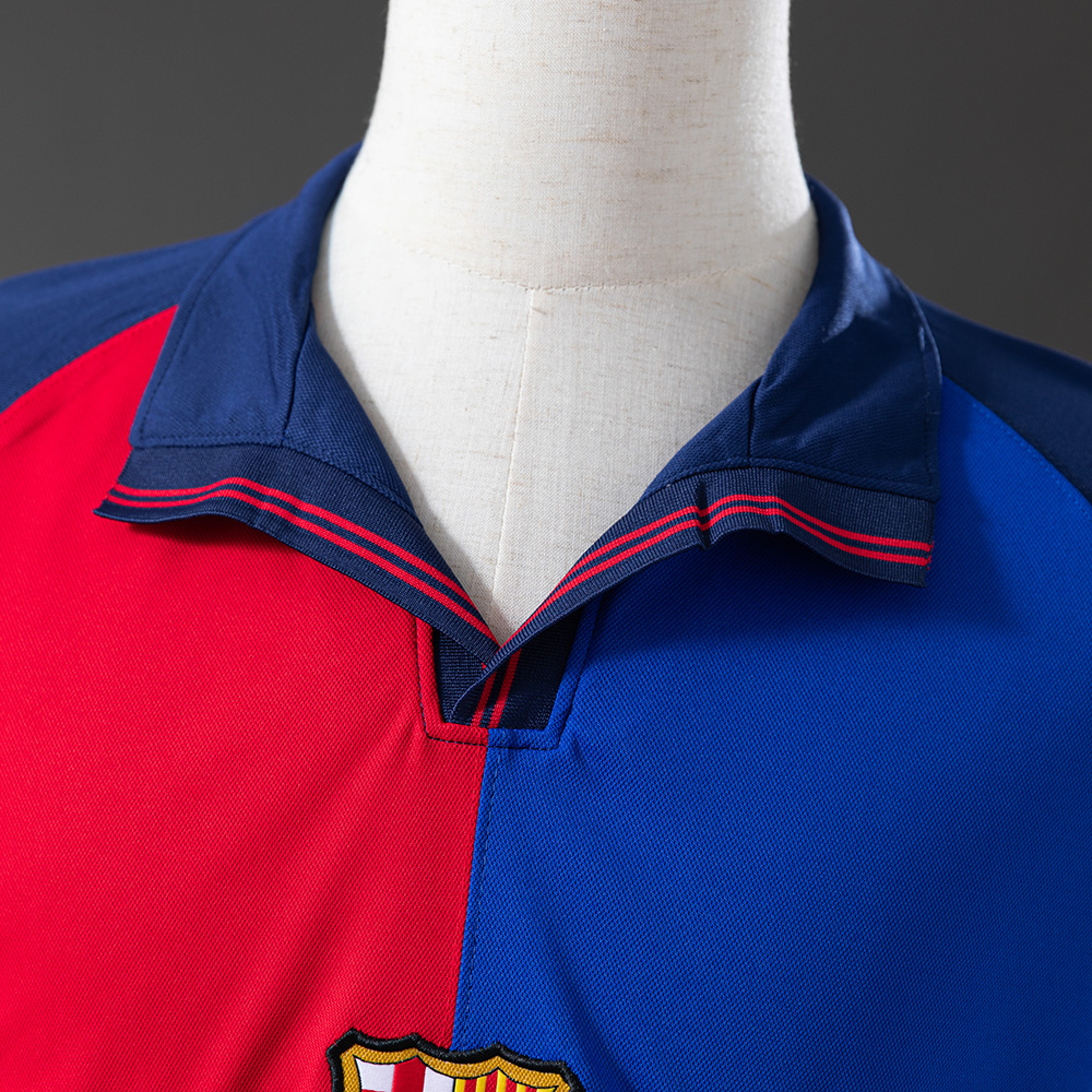 Barcelona 1999/00 Home Retro Long Sleeve Jersey – Vintage Replica Football Soccer Shirt – Size S–XXL
