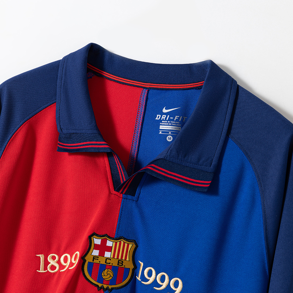 Barcelona 1999/00 Home Retro Long Sleeve Jersey – Vintage Replica Football Soccer Shirt – Size S–XXL