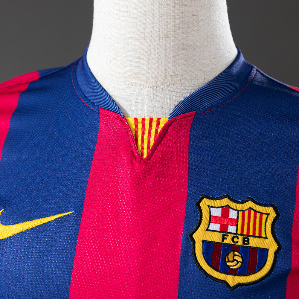 Barcelona 2014/15 Home Long Sleeve Retro Jersey – Vintage Replica Football Soccer Shirt – Size S–XXL