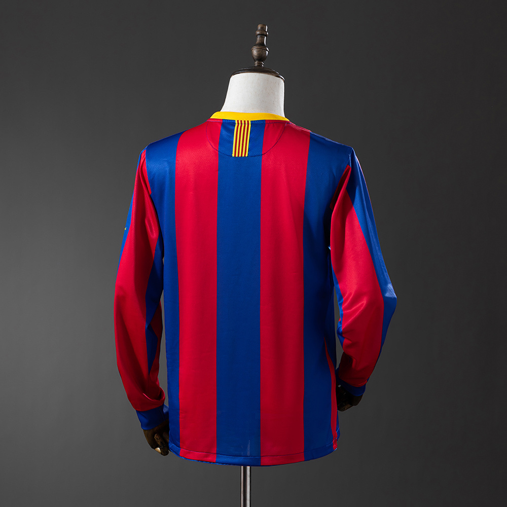 Barcelona 2010/11 Home Long Sleeve Retro Jersey – Vintage Replica Football Soccer Shirt – Size S–XXL