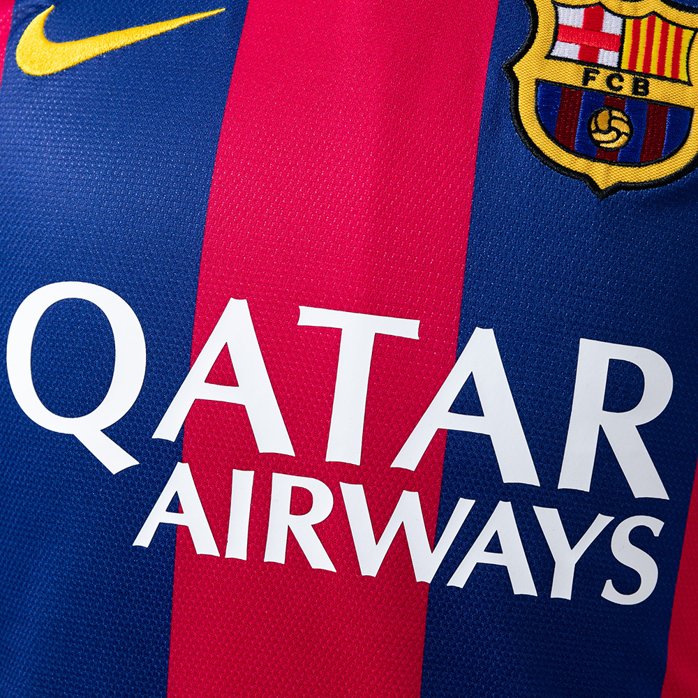 Barcelona 2014/15 Home Long Sleeve Retro Jersey – Vintage Replica Football Soccer Shirt – Size S–XXL