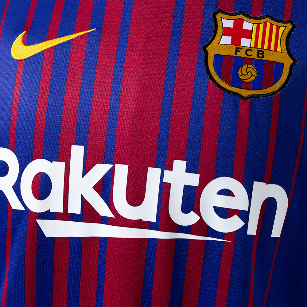 Barcelona 2017/18 Home Long Sleeve Retro Jersey – Vintage Replica Football Soccer Shirt – Size S–XXL