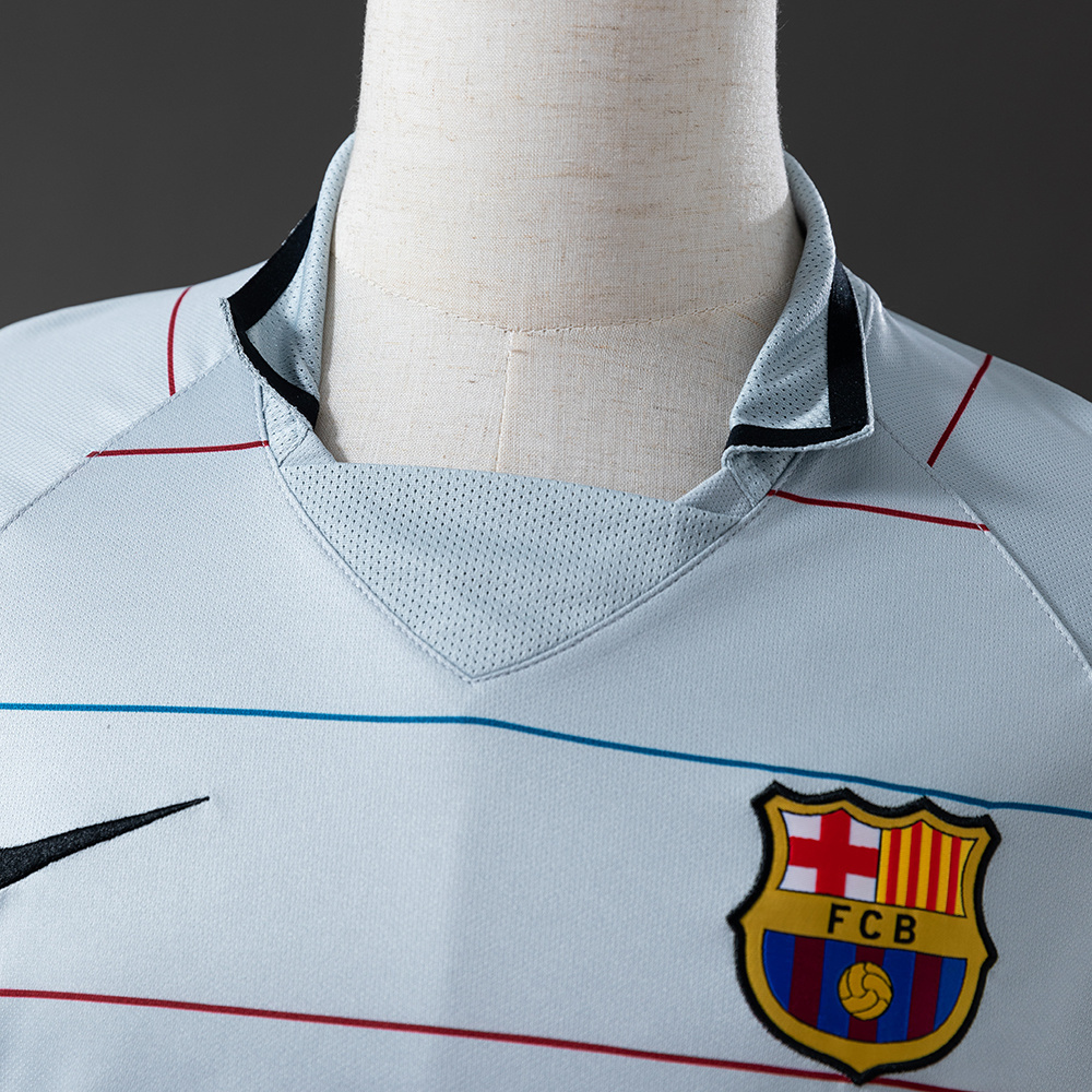 Barcelona 2003/04 Away Retro Long Sleeve Jersey – Vintage Replica Football Soccer Shirt – Size S–XXL