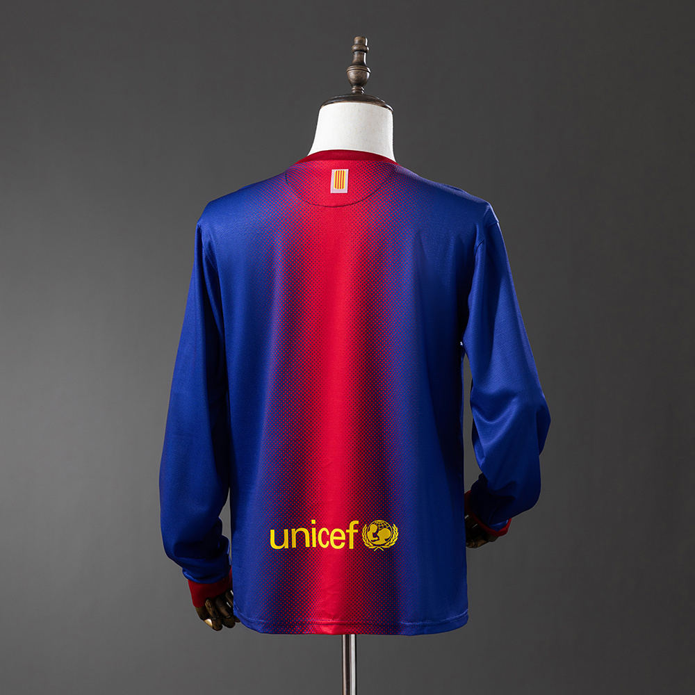 Barcelona 2012/13 Home Long Sleeve Retro Jersey – Vintage Replica Football Soccer Shirt – Size S–XXL