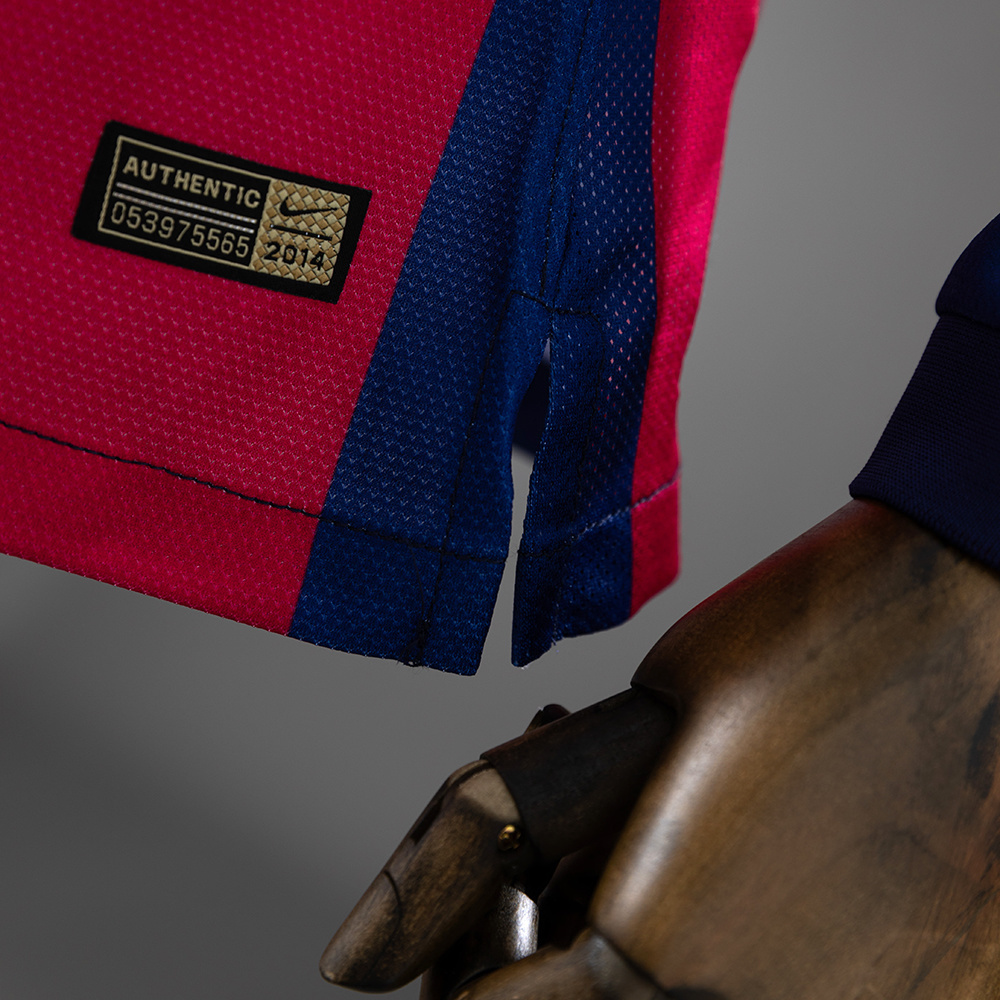 Barcelona 2014/15 Home Long Sleeve Retro Jersey – Vintage Replica Football Soccer Shirt – Size S–XXL