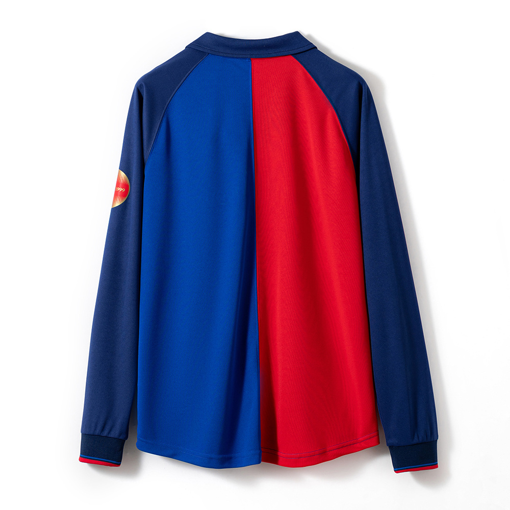 Barcelona 1999/00 Home Retro Long Sleeve Jersey – Vintage Replica Football Soccer Shirt – Size S–XXL