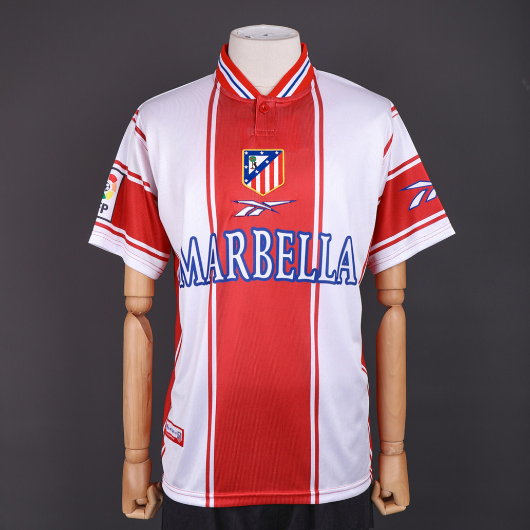 Atletico Madrid 1999/00 Home Retro Jersey – Vintage Replica Football Soccer Shirt – Size S–XXL