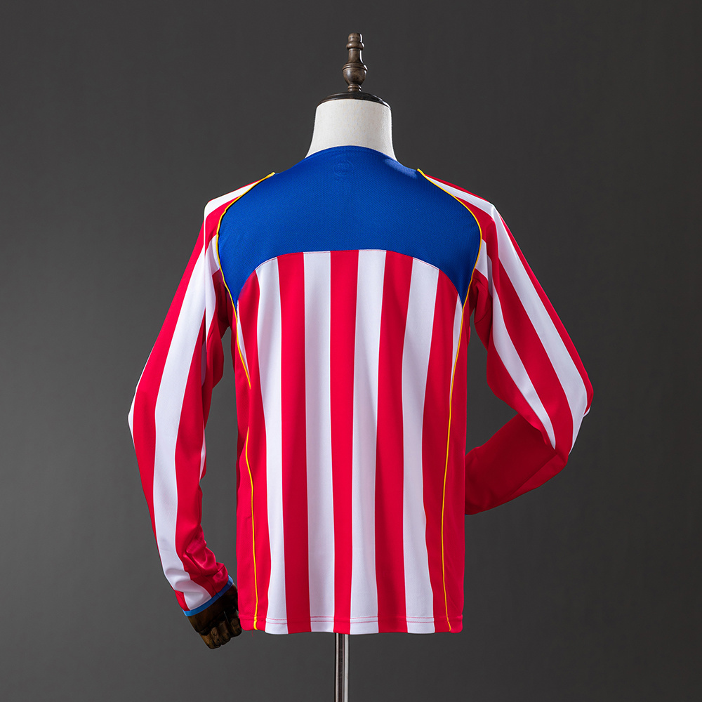 Atletico Madrid 2004/05 Home Long Sleeve Retro Jersey – Vintage Replica Football Soccer Shirt – Size S–XXL