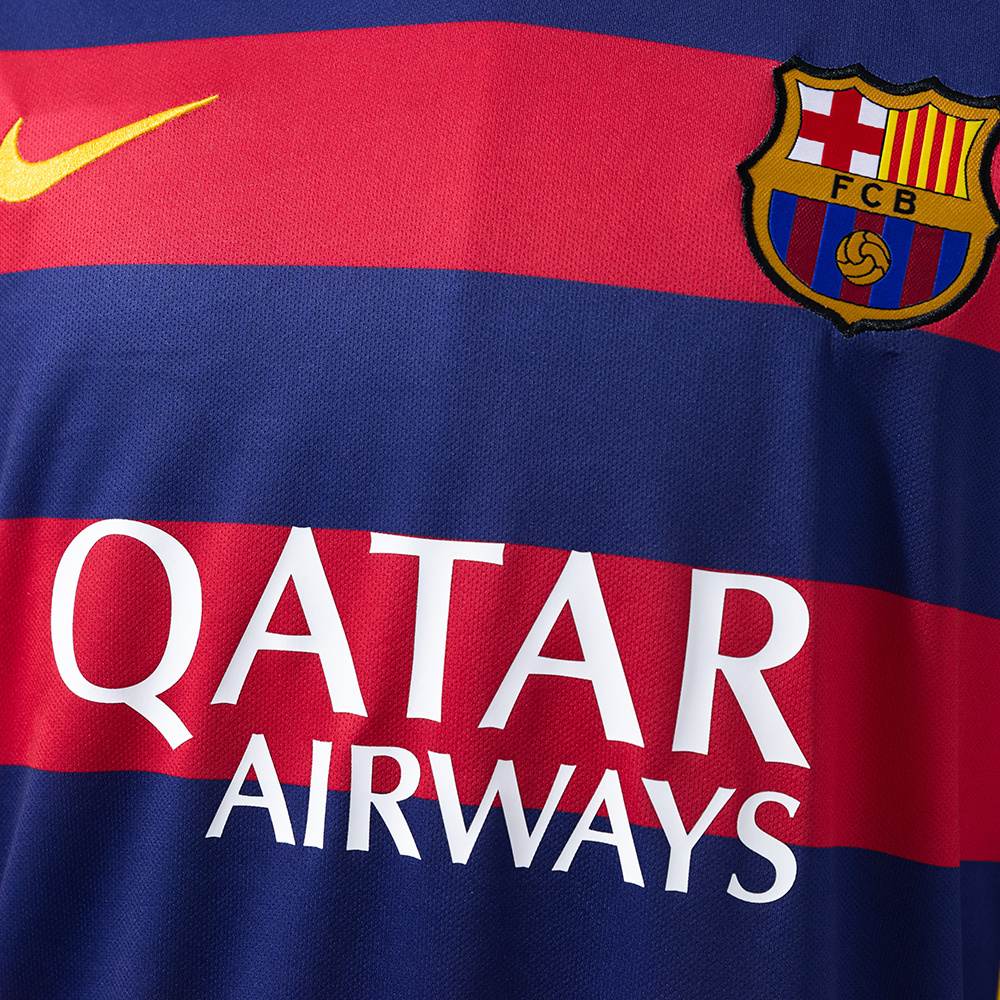 Barcelona 2015/16 Home Long Sleeve Retro Jersey – Vintage Replica Football Soccer Shirt – Size S–XXL