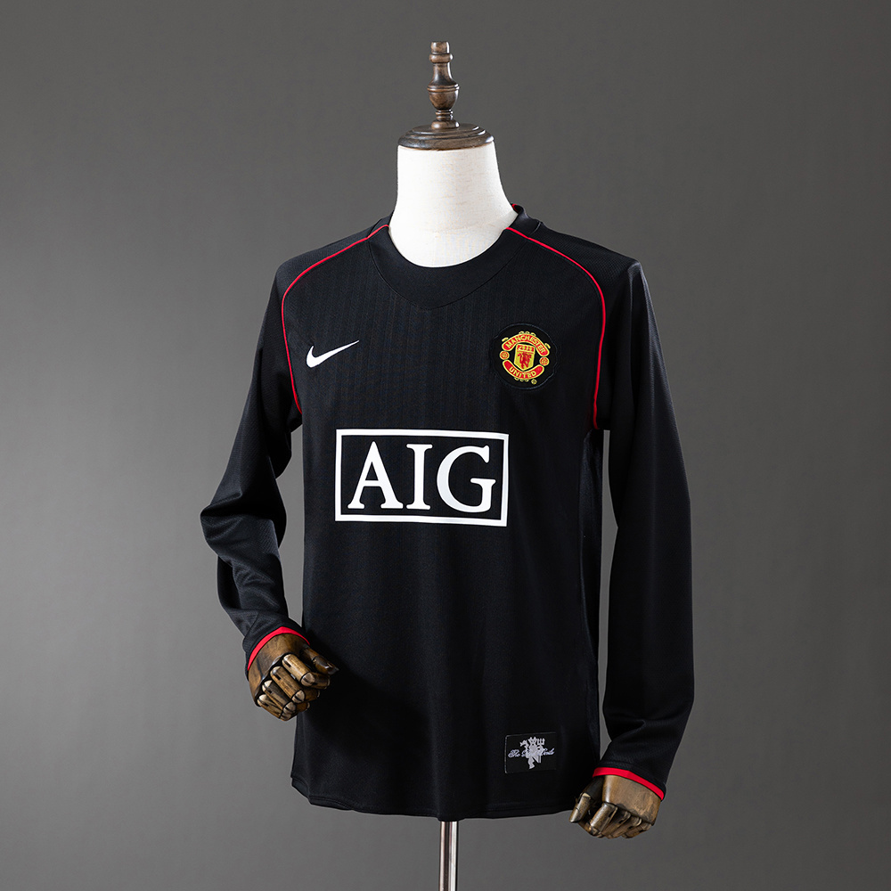 Manchester United 2007/08 Away Long Sleeve Retro Jersey – Classic Replica Football Soccer Shirt – Size S–XXL