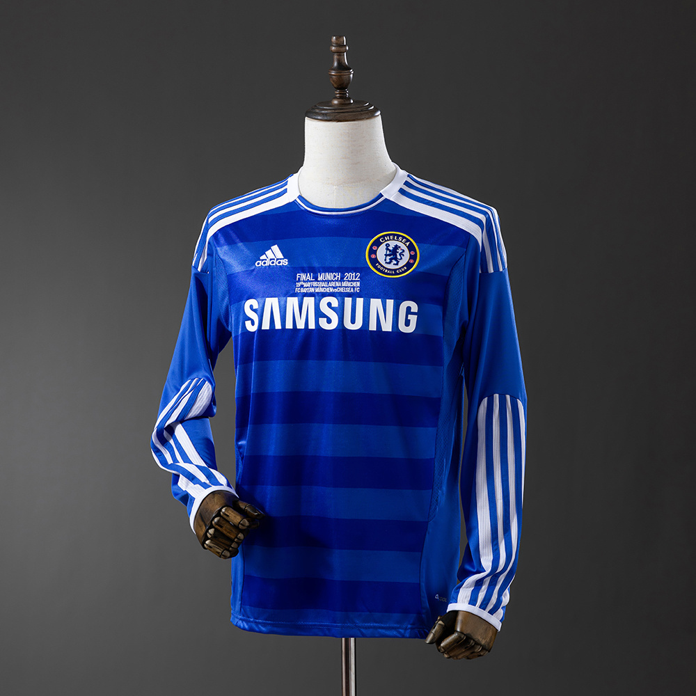 Chelsea 2011/12 Home UEFA Champions League Long Sleeve Retro Jersey – Classic Replica Football Soccer Shirt – Size S–XXL