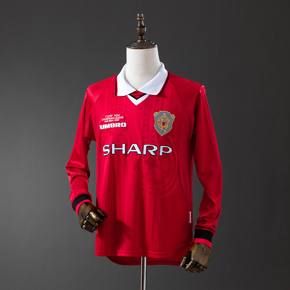 Manchester United 1999/00 Home Long Sleeve Retro Jersey – Classic Replica Football Soccer Shirt – Size S–XXL