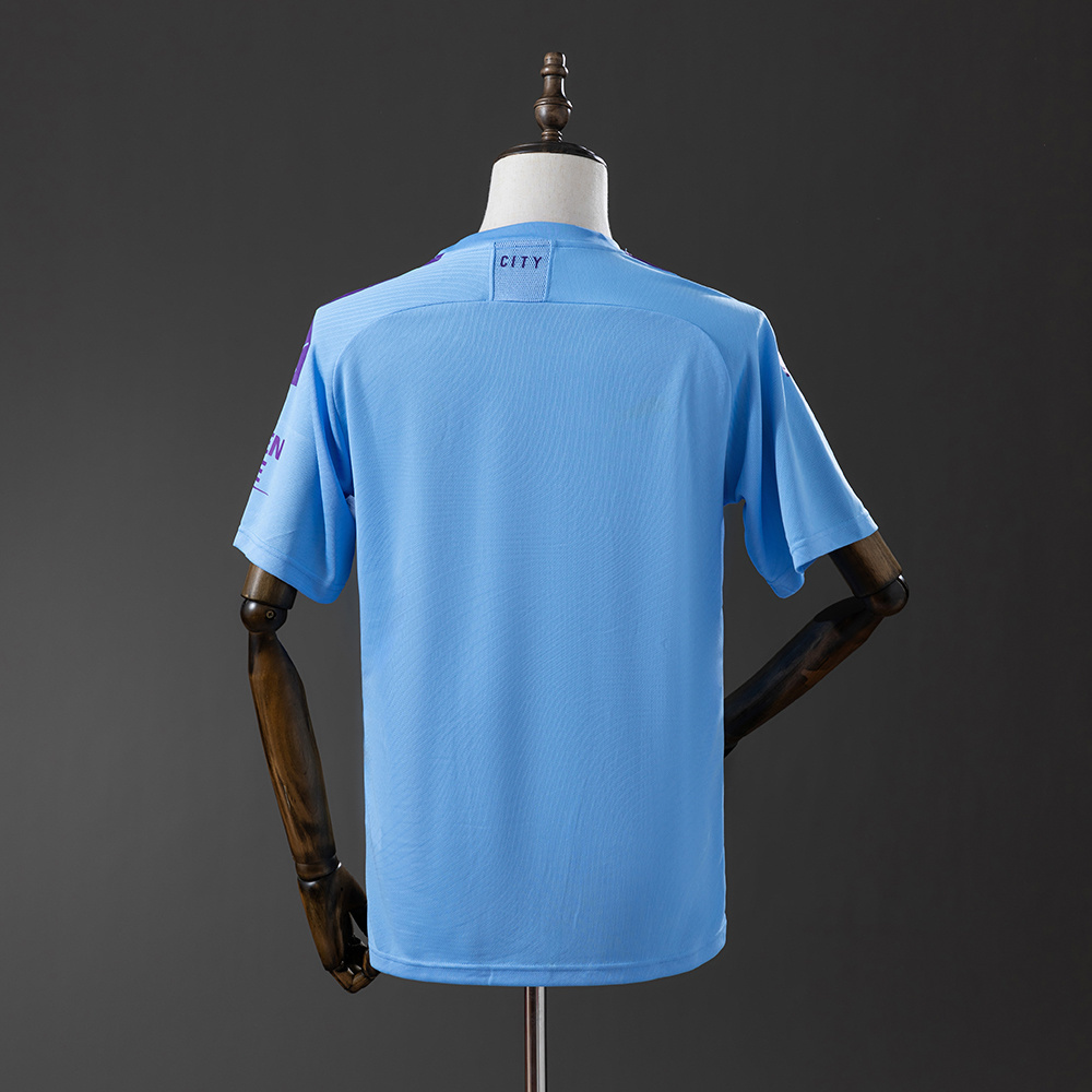 Manchester City 2019/20 Home Retro Jersey – Classic Replica Football Soccer Shirt – Size S–XXL