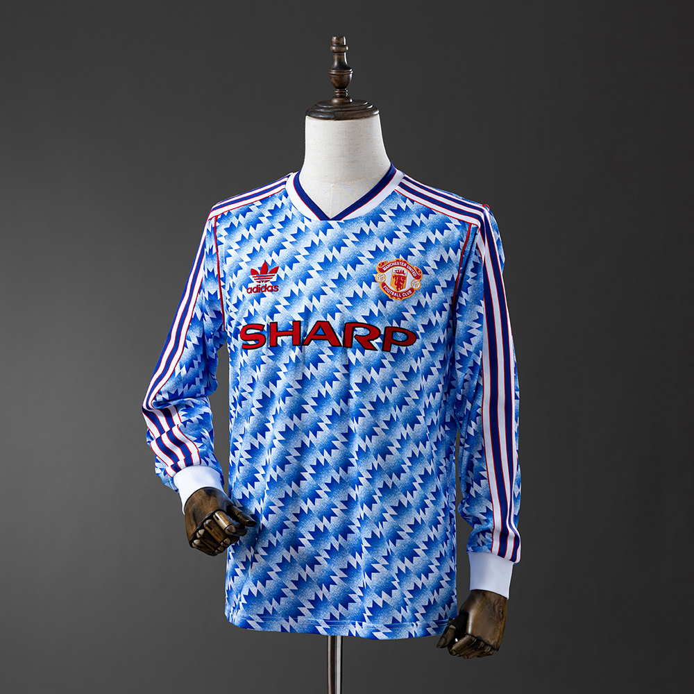 Manchester United 1990/92 Away Long Sleeve Retro Jersey – Classic Replica Football Soccer Shirt – Size S–XXL