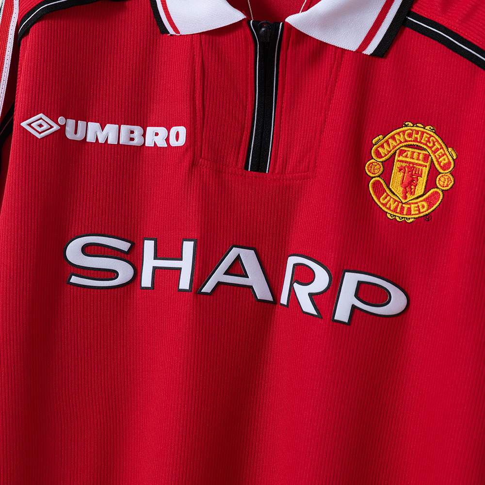 Manchester United 1998/99 Home Long Sleeve Retro Jersey – Classic Replica Football Soccer Shirt – Size S–XXL